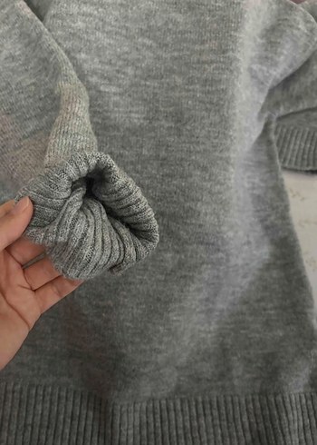 Gri Oversize Triko Kadın Kazak - Görsel 3