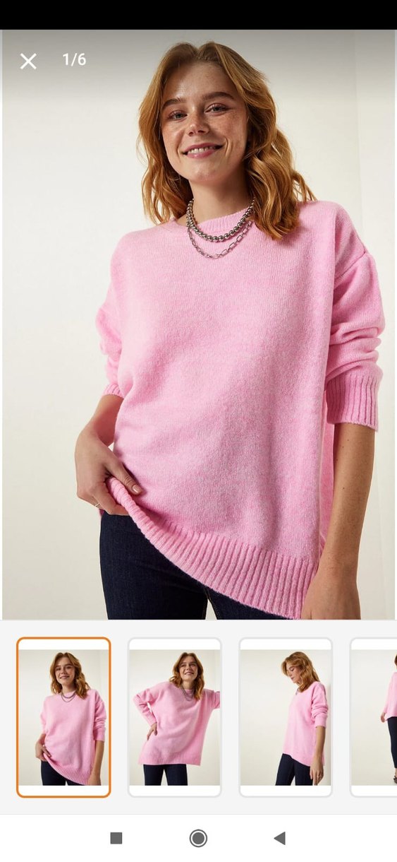 Pembe Triko Kadın Kazak - Görsel 3