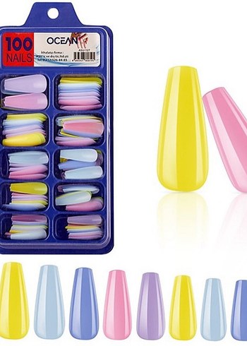 Pastel Renkli 100'lü Tırnak