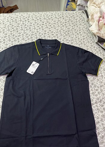 xl Beden Fermuarlı Mavi Erkek Polo Tişört