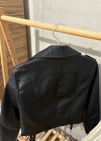 Siyah Deri Biker Ceket - Görsel 3