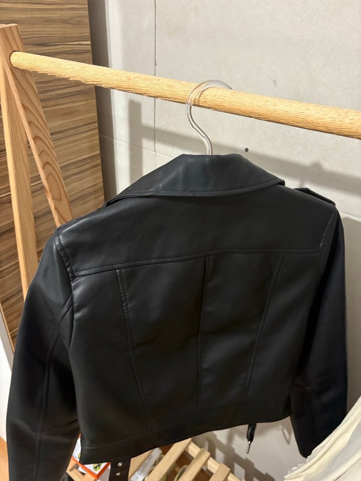 Siyah Deri Biker Ceket - Görsel 3