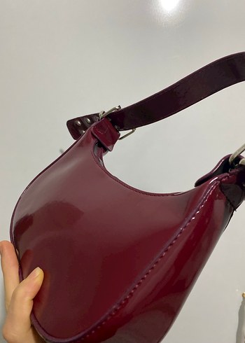 Kilitli Bordo Deri Kadın Çanta - Görsel 6