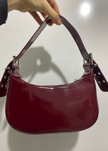 Kilitli Bordo Deri Kadın Çanta - Görsel 2