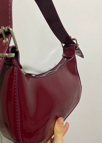 Kilitli Bordo Deri Kadın Çanta - Görsel 5
