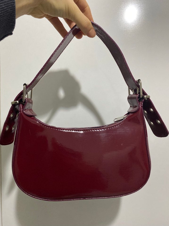 Kilitli Bordo Deri Kadın Çanta - Görsel 2