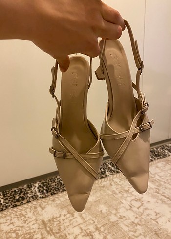 Bej Stiletto Topuklu Kadın  ayakkabı - Görsel 3