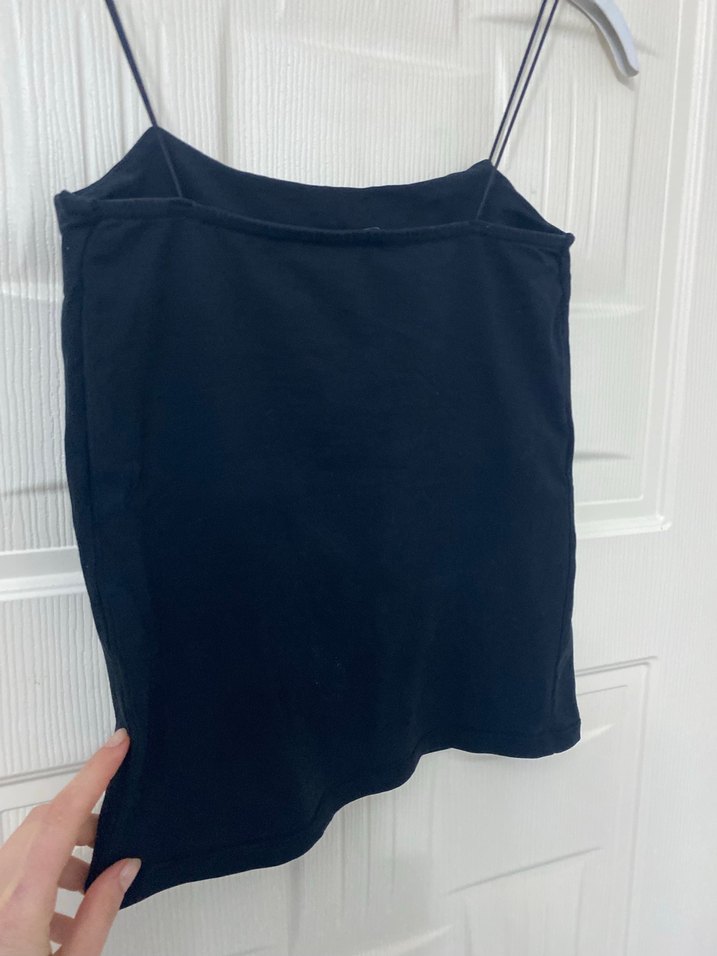 Siyah İnce Askılı Kadın crop - Görsel 2