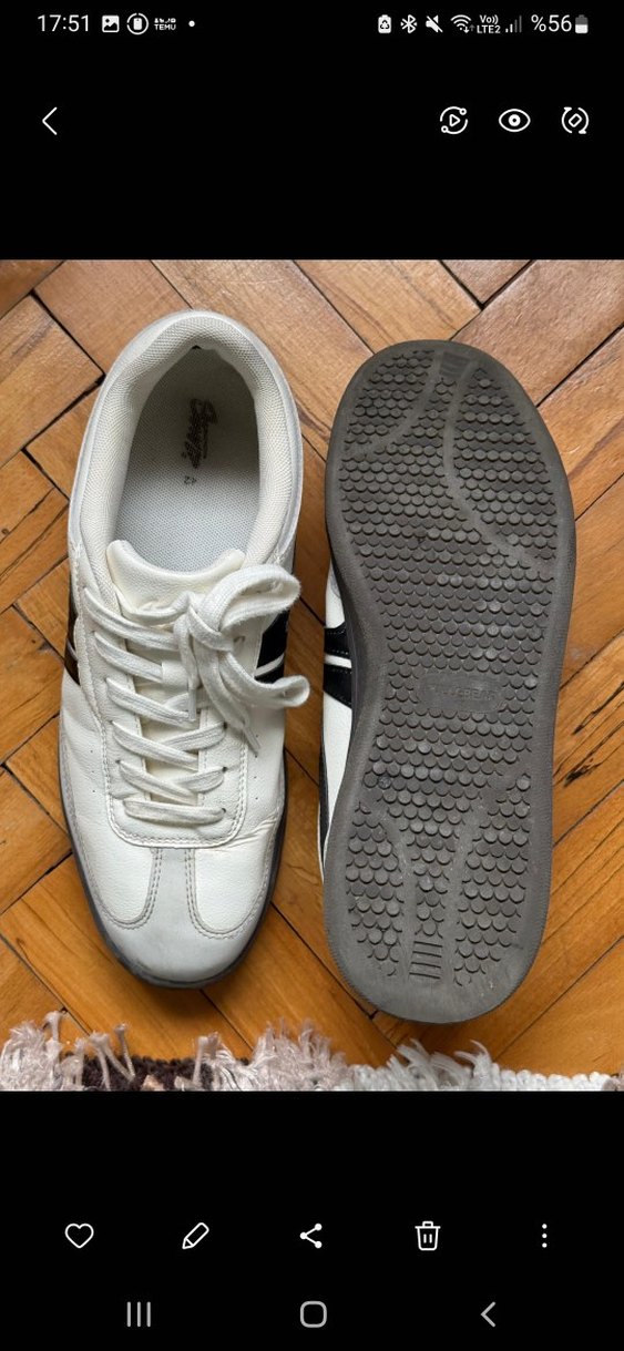 Beyaz Siyah Bağcıklı Platform Spor Ayakkabı - Görsel 3