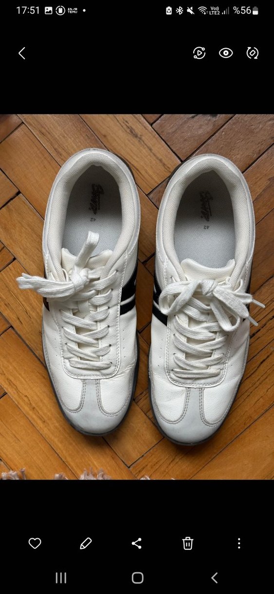 Beyaz Siyah Bağcıklı Platform Spor Ayakkabı - Görsel 2