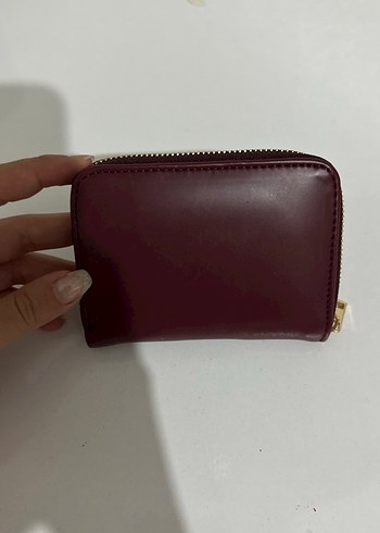 Bordo Deri Fermuarlı Kadın Cüzdanı ADDAX