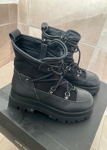 Siyah Deri Platform Topuklu Gotik Kadın Botları - Görsel 5