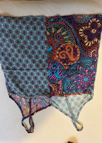 36 Beden Çok Renkli Batik Askılı Bluz