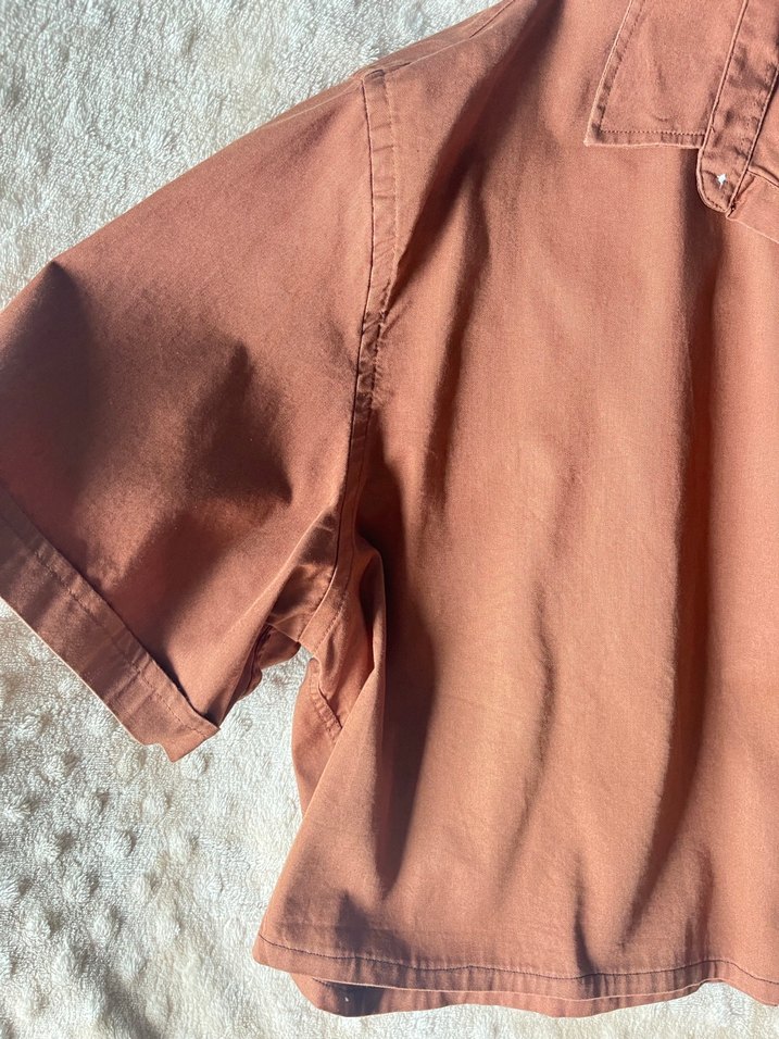 Düğmeli Kısa Kollu  Kadın Gömlek - Görsel 3