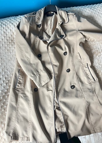 Bej Kadın Midi Trençkot Düğmeli - Görsel 2