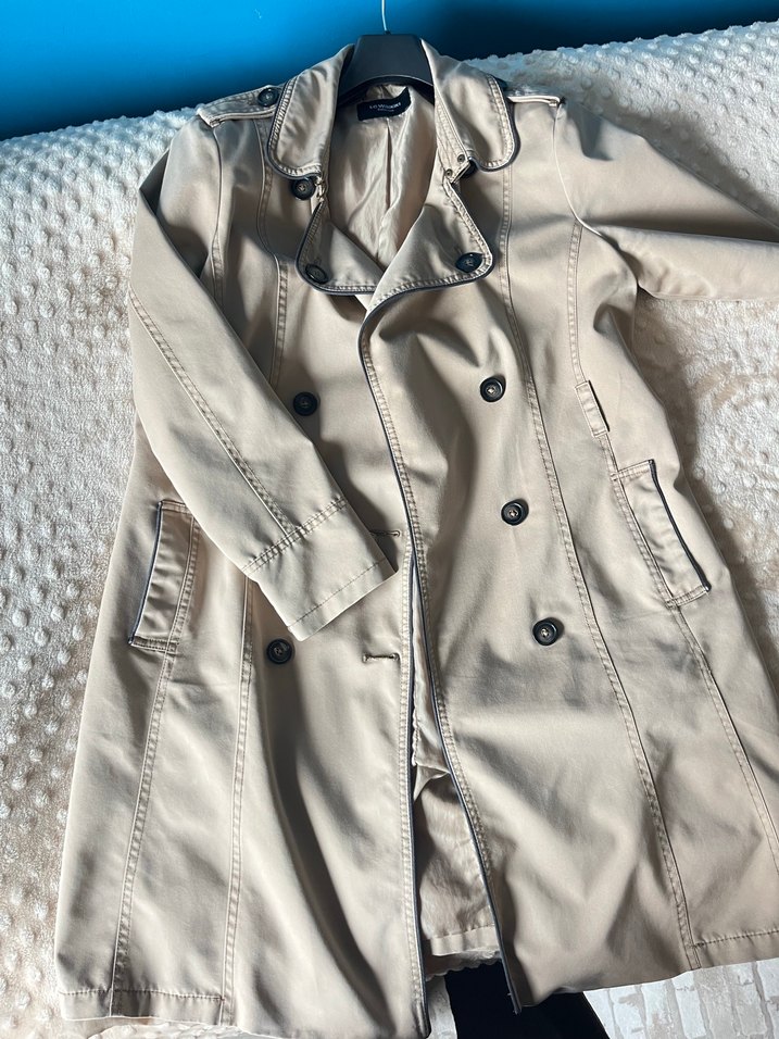 Bej Kadın Midi Trençkot Düğmeli - Görsel 2