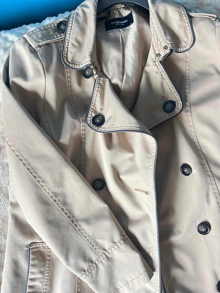 Bej Kadın Midi Trençkot Düğmeli - Görsel 3