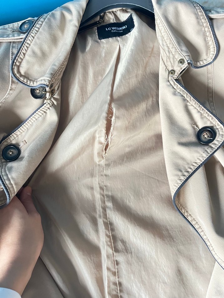 Bej Kadın Midi Trençkot Düğmeli - Görsel 4