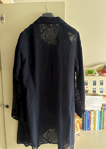 Dantel Detaylı Siyah Uzun Hamile Ceketi marka temsili - Görsel 3