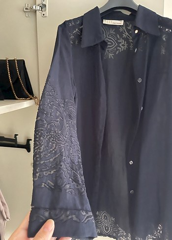 Dantel Detaylı Siyah Uzun Hamile Ceketi marka temsili - Görsel 2