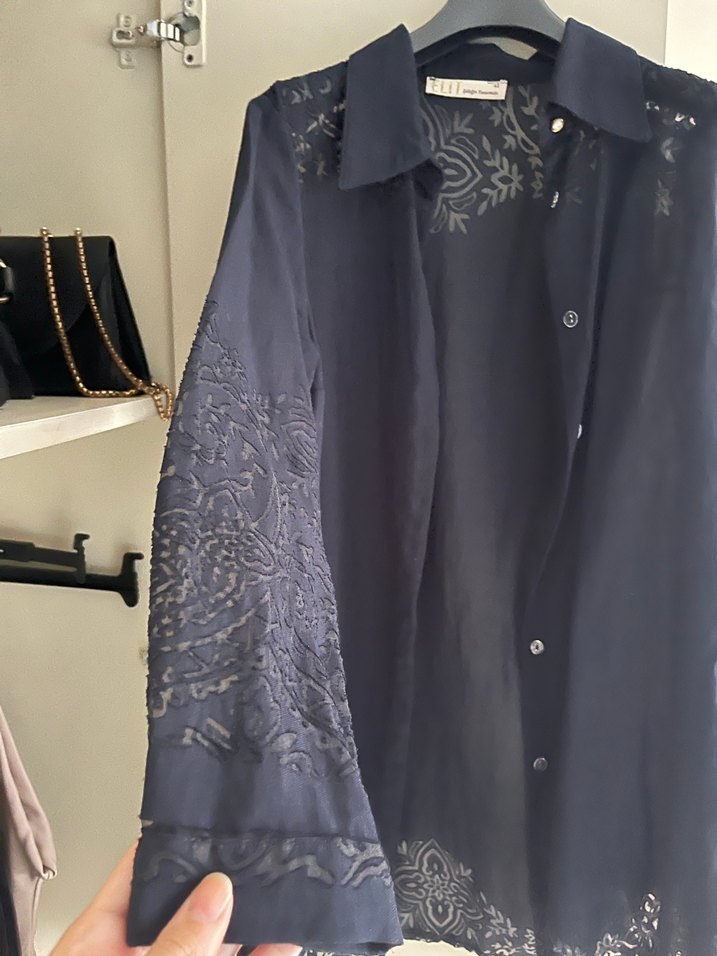 Dantel Detaylı Siyah Uzun Hamile Ceketi marka temsili - Görsel 2