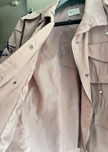 Pembe Nakışlı Midi Kadın Ceket - Görsel 4