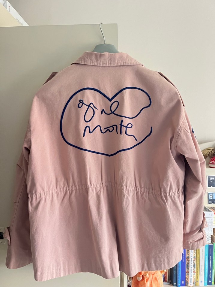 Pembe Nakışlı Midi Kadın Ceket - Görsel 2