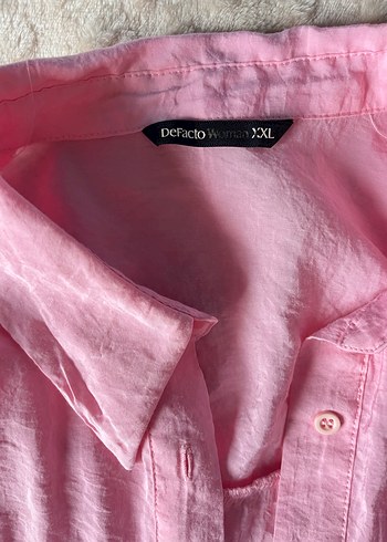 Pembe Keten Kısa Kollu Gömlek - Görsel 2