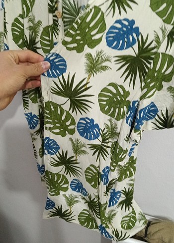 Yeşil Baskılı Kısa Kollu Erkek Gömlek - Görsel 2