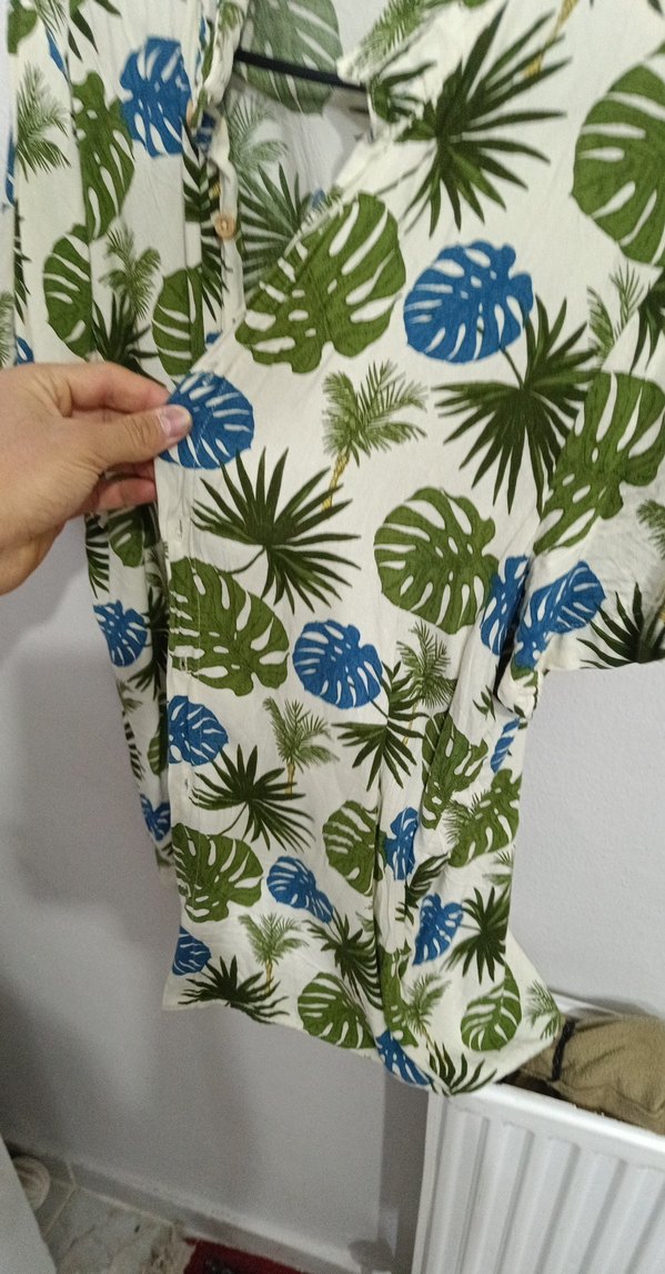 Yeşil Baskılı Kısa Kollu Erkek Gömlek - Görsel 2