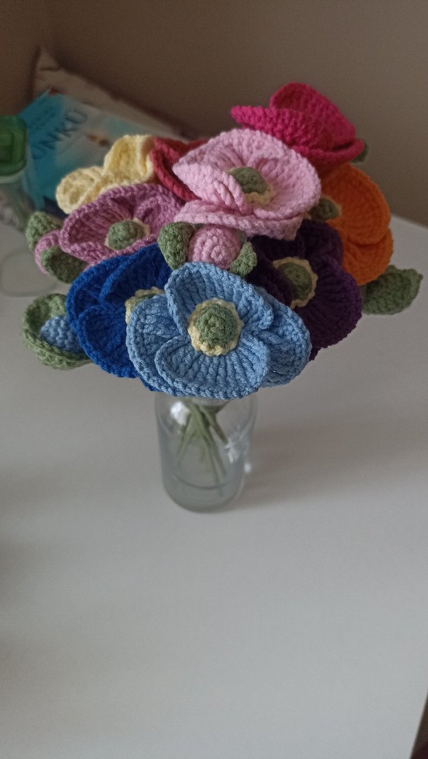 Renkli örme Gelincik Çiçek (Bir adet) - Görsel 3