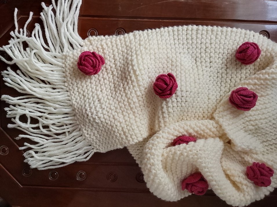 Pinterest güllü örgü atkı - Görsel 2