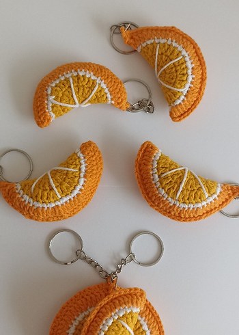 Örgü Turuncu Dilim Anahtarlık - Görsel 3