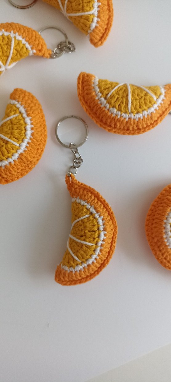 Örgü Turuncu Dilim Anahtarlık - Görsel 2