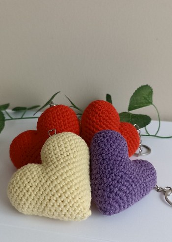 Renkli Örgü Kalp Anahtarlık - Görsel 3