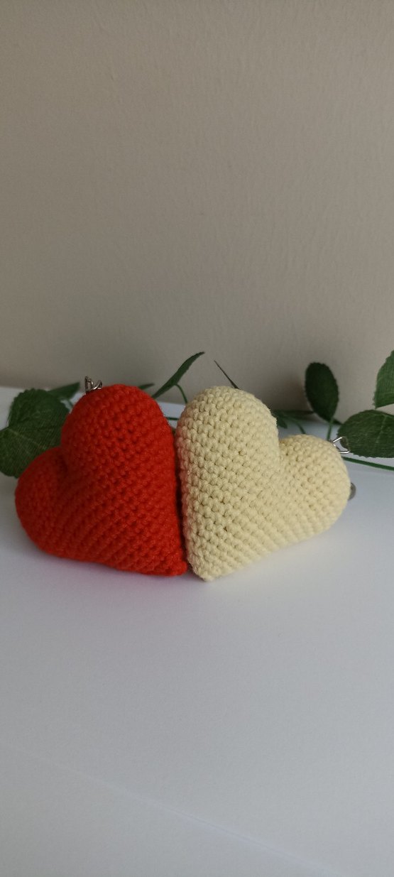 Renkli Örgü Kalp Anahtarlık - Görsel 4