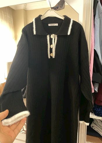 Kadın Siyah Triko Uzun Elbise - Görsel 3