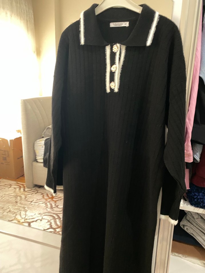 Kadın Siyah Triko Uzun Elbise - Görsel 2