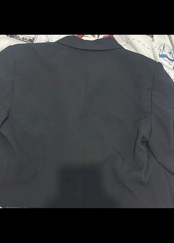 Düğmeli Siyah Mini Kadın Blazer Ceket - Görsel 3