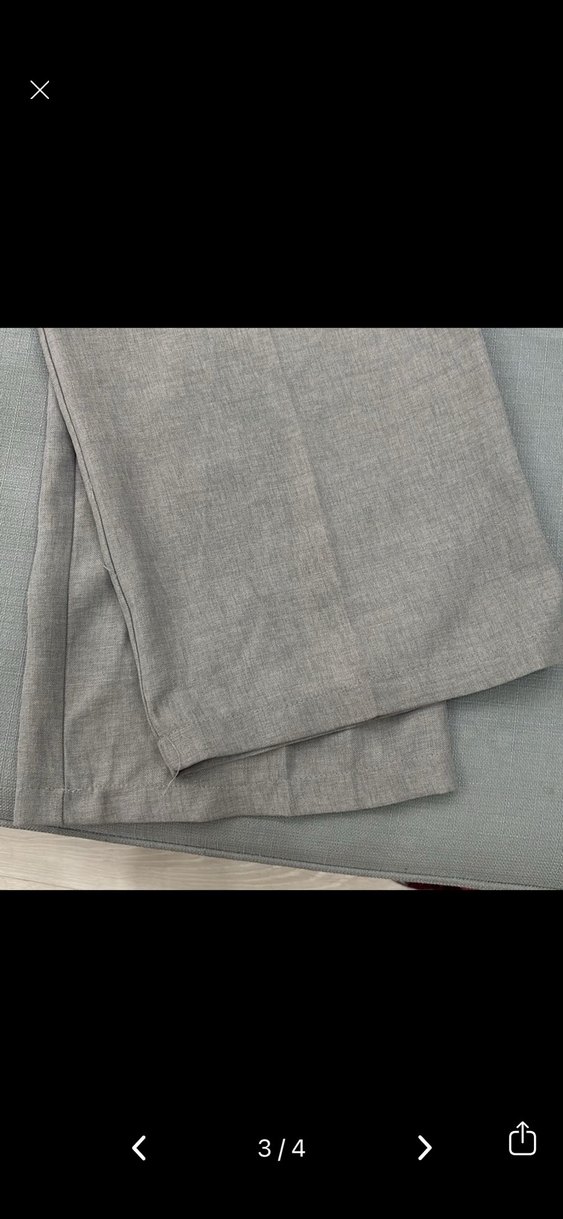 Düğmeli Gri Keten Kadın Kumaş Pantolon - Görsel 4