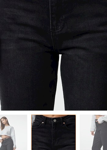 Gri Midi Kadın Regular Fit Denim Pantolon - Görsel 2