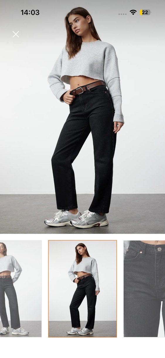 Gri Midi Kadın Regular Fit Denim Pantolon - Görsel 3