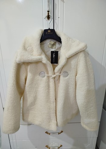 Düğmeli Beyaz Midi Kadın Ceket - Görsel 2