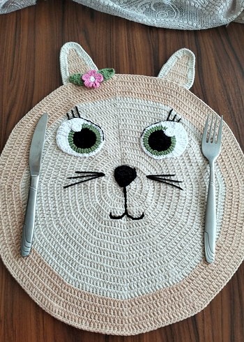 Bej Renkli Örgü Kedi Supla - Görsel 2