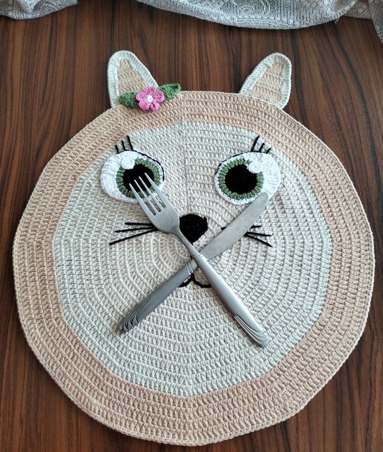 Bej Renkli Örgü Kedi Supla - Görsel 3