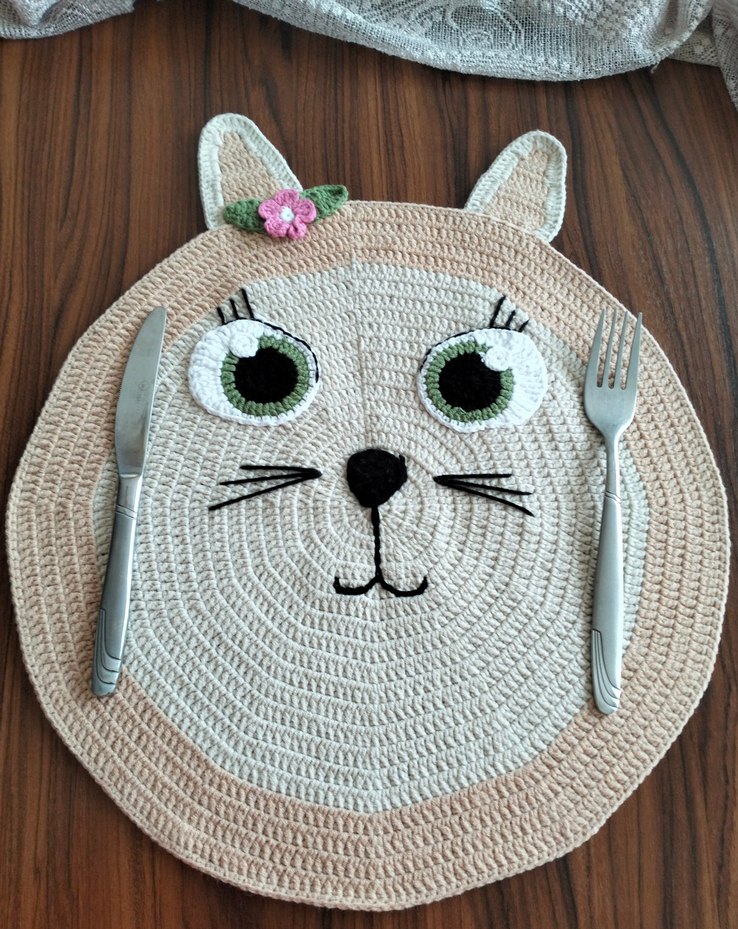 Bej Renkli Örgü Kedi Supla - Görsel 2