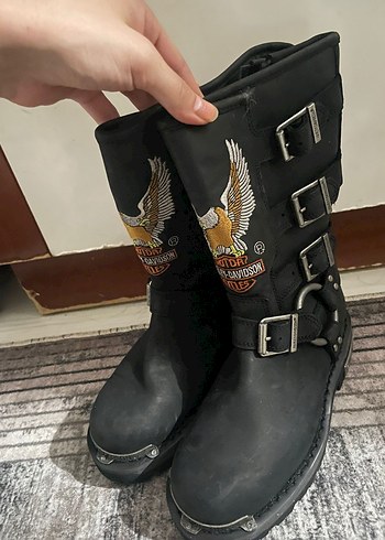 Diğer Tokalı Siyah Deri Biker Bot
