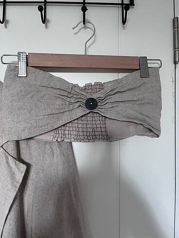 Keten ceket büstiyer takım - Görsel 7