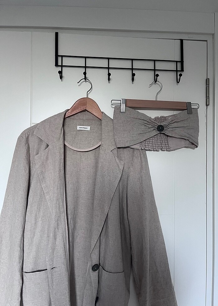 Keten ceket büstiyer takım - Görsel 3