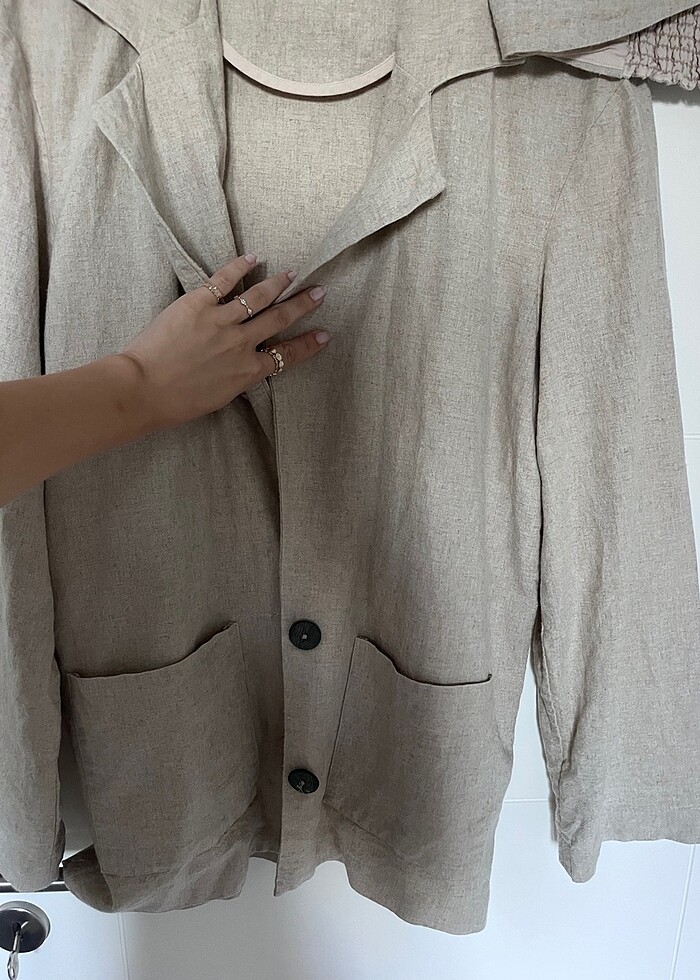 Keten ceket büstiyer takım - Görsel 4